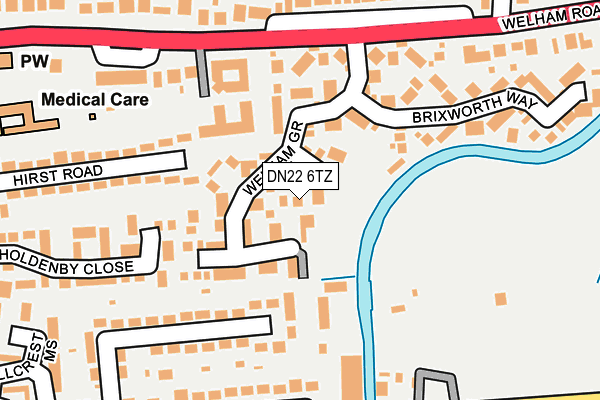 DN22 6TZ map - OS OpenMap – Local (Ordnance Survey)