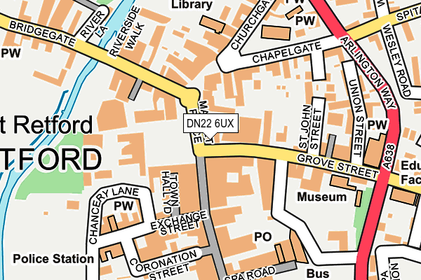 DN22 6UX map - OS OpenMap – Local (Ordnance Survey)