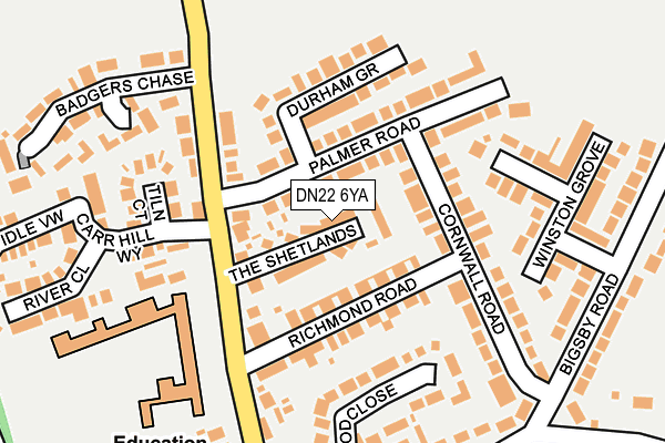 DN22 6YA map - OS OpenMap – Local (Ordnance Survey)