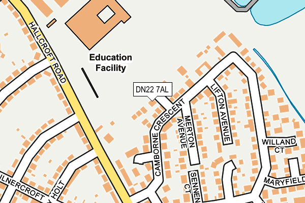 DN22 7AL map - OS OpenMap – Local (Ordnance Survey)