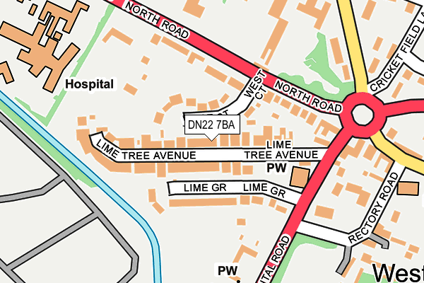 DN22 7BA map - OS OpenMap – Local (Ordnance Survey)