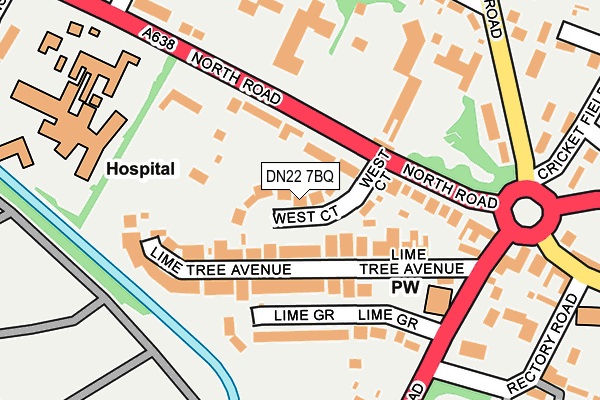 DN22 7BQ map - OS OpenMap – Local (Ordnance Survey)