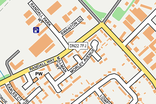 DN22 7FJ map - OS OpenMap – Local (Ordnance Survey)