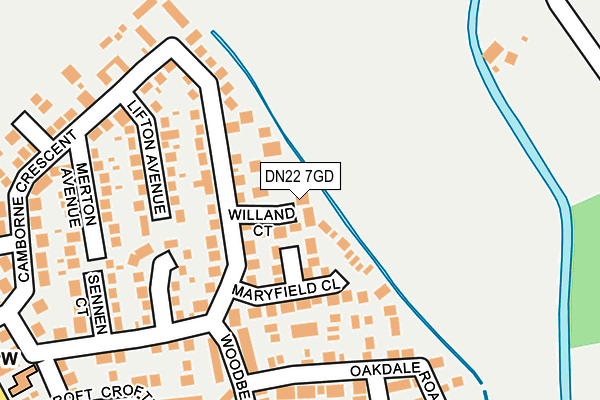 DN22 7GD map - OS OpenMap – Local (Ordnance Survey)