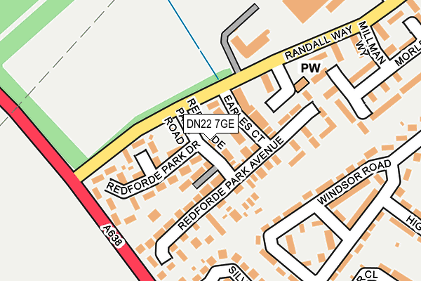 DN22 7GE map - OS OpenMap – Local (Ordnance Survey)