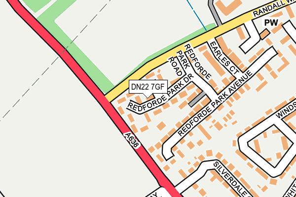 DN22 7GF map - OS OpenMap – Local (Ordnance Survey)