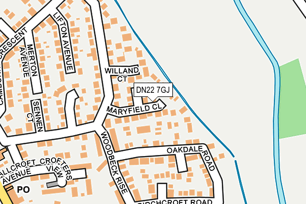 DN22 7GJ map - OS OpenMap – Local (Ordnance Survey)