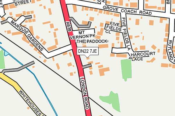 DN22 7JE map - OS OpenMap – Local (Ordnance Survey)