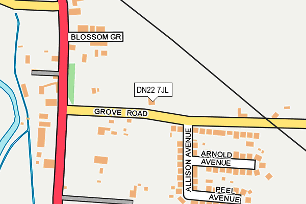 DN22 7JL map - OS OpenMap – Local (Ordnance Survey)