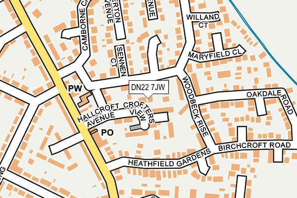 DN22 7JW map - OS OpenMap – Local (Ordnance Survey)