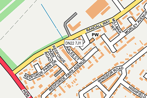 DN22 7JY map - OS OpenMap – Local (Ordnance Survey)