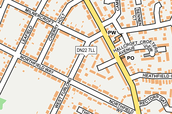 DN22 7LL map - OS OpenMap – Local (Ordnance Survey)
