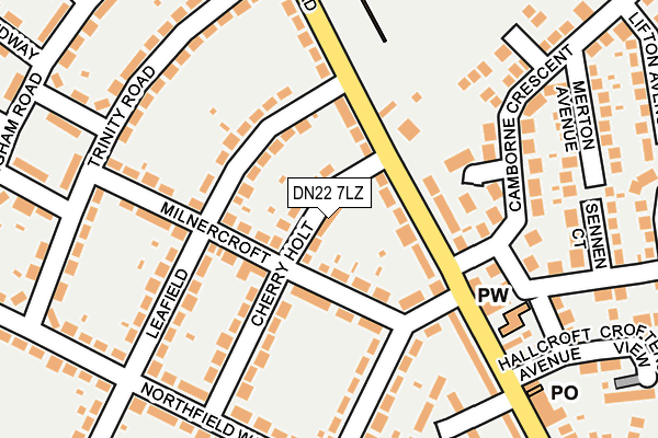 DN22 7LZ map - OS OpenMap – Local (Ordnance Survey)