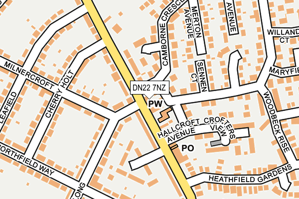DN22 7NZ map - OS OpenMap – Local (Ordnance Survey)