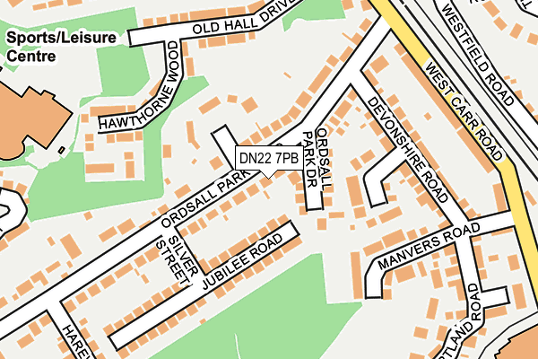 DN22 7PB map - OS OpenMap – Local (Ordnance Survey)