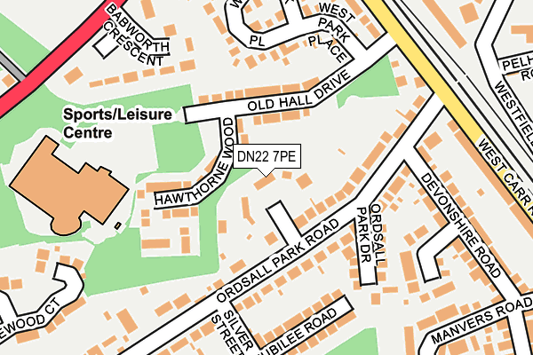 DN22 7PE map - OS OpenMap – Local (Ordnance Survey)