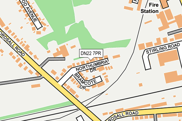 DN22 7PR map - OS OpenMap – Local (Ordnance Survey)