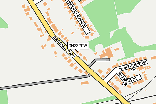 DN22 7PW map - OS OpenMap – Local (Ordnance Survey)