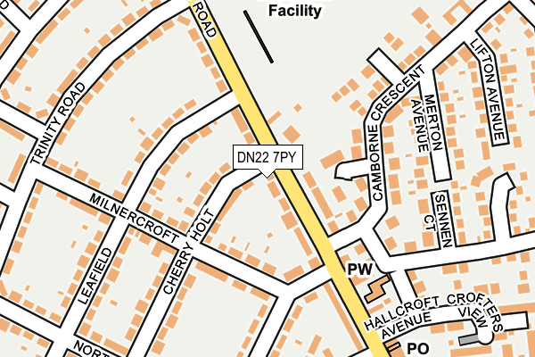 DN22 7PY map - OS OpenMap – Local (Ordnance Survey)