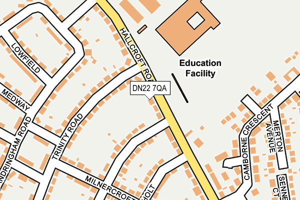 DN22 7QA map - OS OpenMap – Local (Ordnance Survey)
