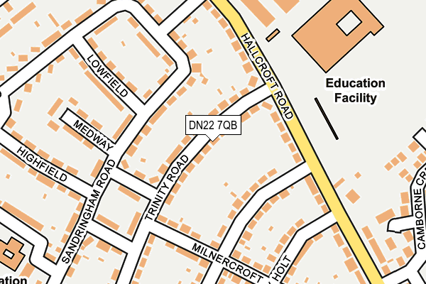 DN22 7QB map - OS OpenMap – Local (Ordnance Survey)