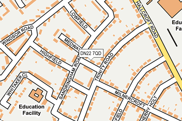 DN22 7QD map - OS OpenMap – Local (Ordnance Survey)