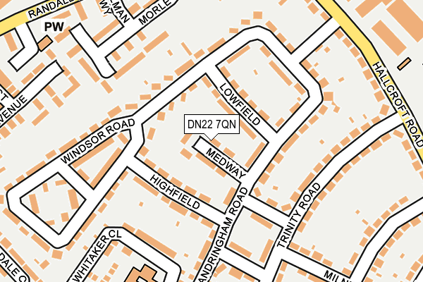 DN22 7QN map - OS OpenMap – Local (Ordnance Survey)