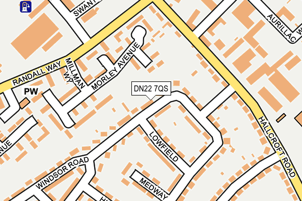 DN22 7QS map - OS OpenMap – Local (Ordnance Survey)