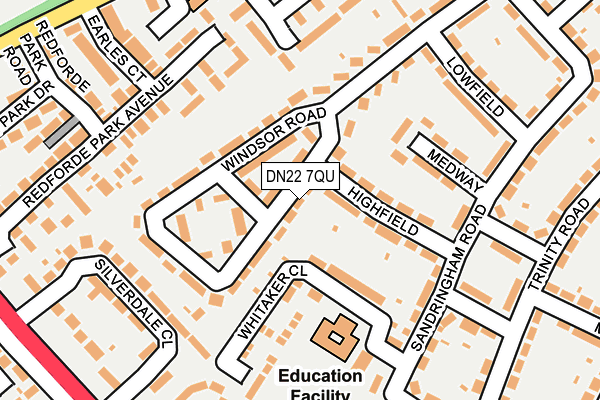 DN22 7QU map - OS OpenMap – Local (Ordnance Survey)