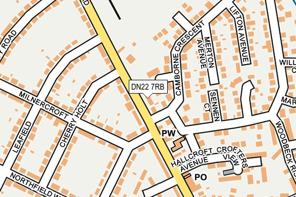 DN22 7RB map - OS OpenMap – Local (Ordnance Survey)