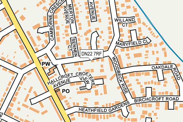 DN22 7RF map - OS OpenMap – Local (Ordnance Survey)