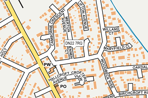 DN22 7RQ map - OS OpenMap – Local (Ordnance Survey)