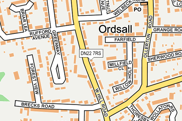 DN22 7RS map - OS OpenMap – Local (Ordnance Survey)