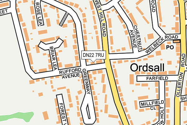 DN22 7RU map - OS OpenMap – Local (Ordnance Survey)