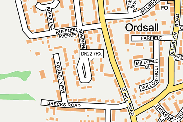 DN22 7RX map - OS OpenMap – Local (Ordnance Survey)