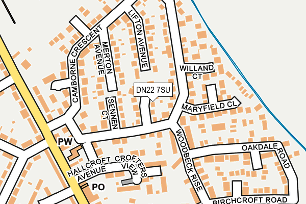 DN22 7SU map - OS OpenMap – Local (Ordnance Survey)