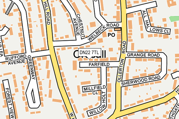 DN22 7TL map - OS OpenMap – Local (Ordnance Survey)