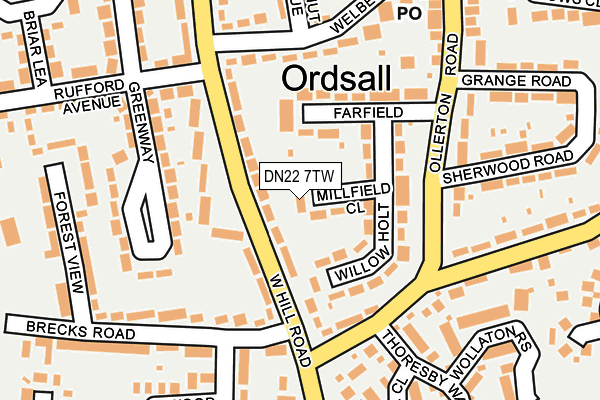 DN22 7TW map - OS OpenMap – Local (Ordnance Survey)