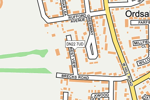 DN22 7UD map - OS OpenMap – Local (Ordnance Survey)