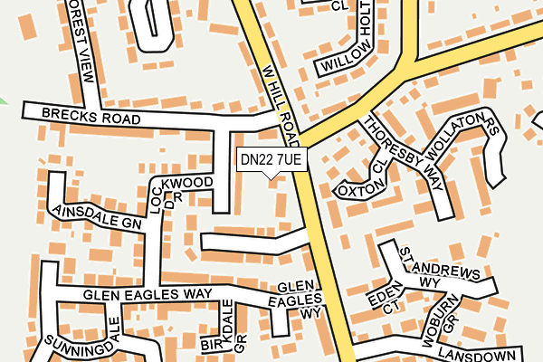 DN22 7UE map - OS OpenMap – Local (Ordnance Survey)