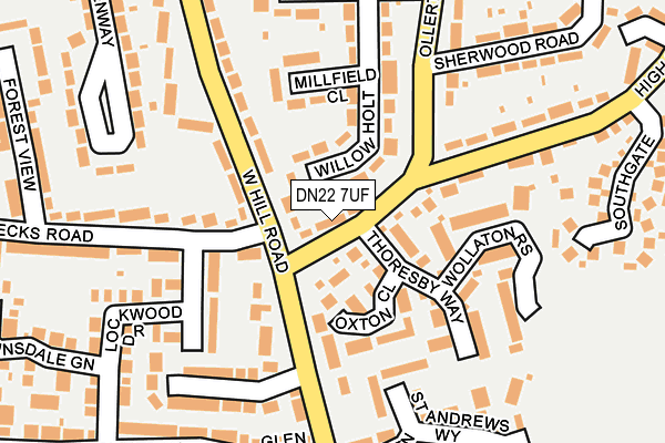 DN22 7UF map - OS OpenMap – Local (Ordnance Survey)