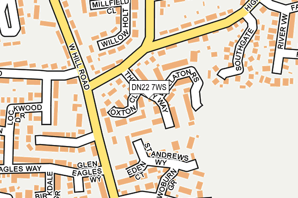 DN22 7WS map - OS OpenMap – Local (Ordnance Survey)