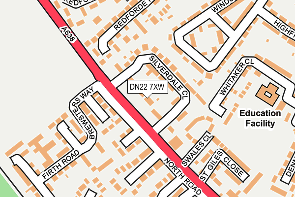 DN22 7XW map - OS OpenMap – Local (Ordnance Survey)