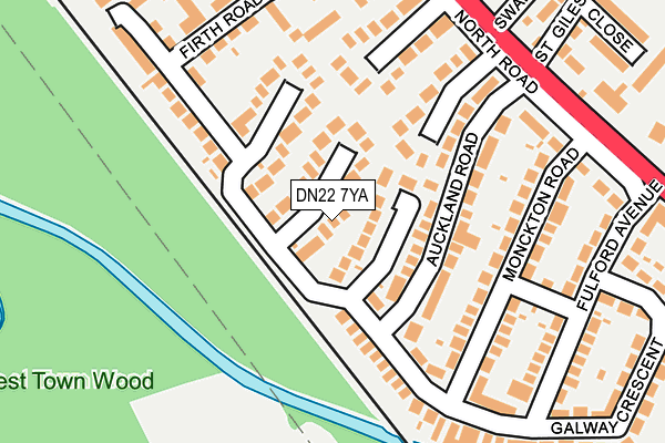 DN22 7YA map - OS OpenMap – Local (Ordnance Survey)