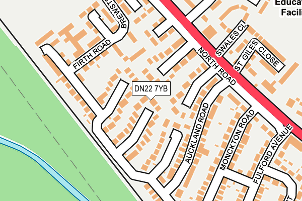 DN22 7YB map - OS OpenMap – Local (Ordnance Survey)