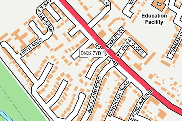 DN22 7YD map - OS OpenMap – Local (Ordnance Survey)