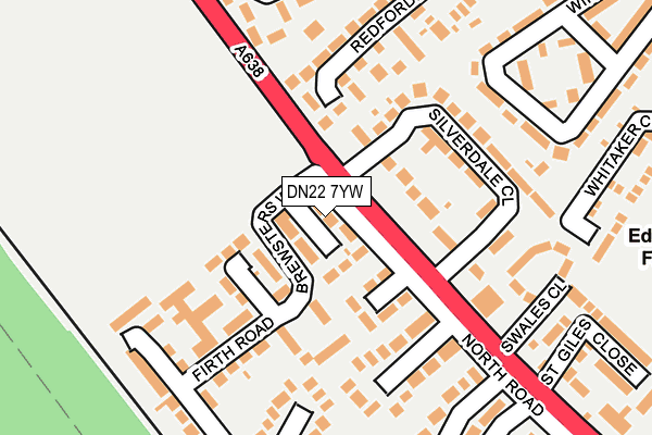 DN22 7YW map - OS OpenMap – Local (Ordnance Survey)