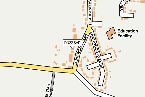 DN22 8AD map - OS OpenMap – Local (Ordnance Survey)