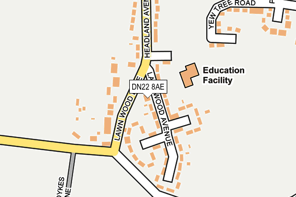 DN22 8AE map - OS OpenMap – Local (Ordnance Survey)