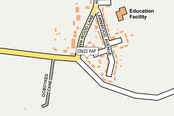 DN22 8AF map - OS OpenMap – Local (Ordnance Survey)